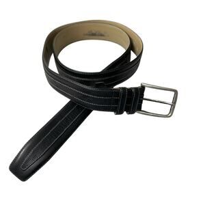Mezlan Leather Belt Mens Size 36 Black Dress Silver Buckle Checkered Classic 1.5